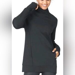 Fabletics Zaylee Funnel Neck Tunic Sweatshirt Thumbholes, Black Women’s Size L